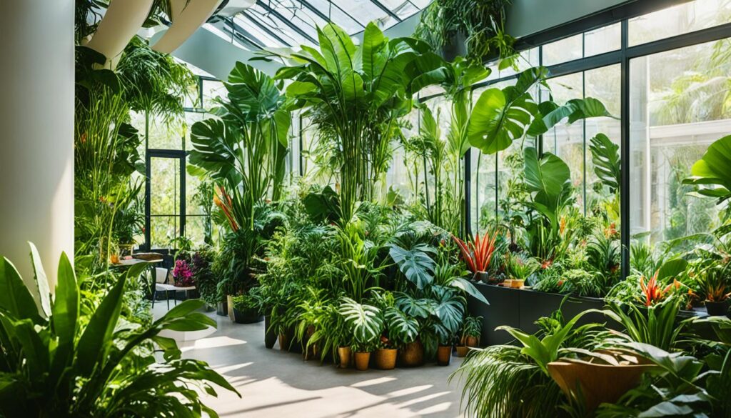 best tropical house plants displayed on a 4 seasons room