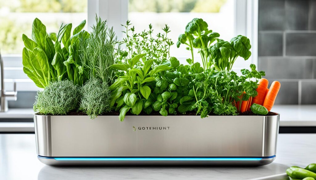 indoor gardening gift ideas- this is an indoor mini garden on a countertop.