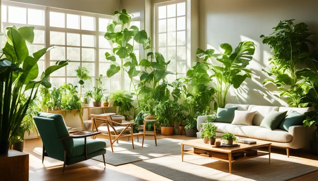 Peaceful environment with houseplants