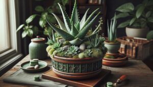 an attractive image of aloe vera in a home garden setting