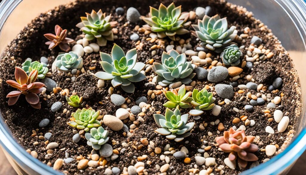 DIY succulent terrarium soil layer