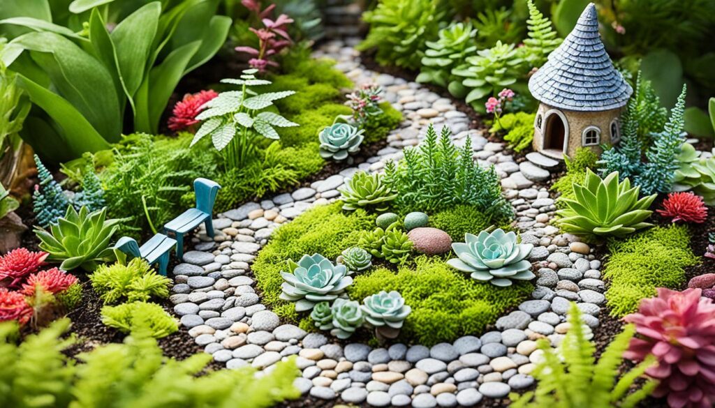 Fairy garden with miniature plants