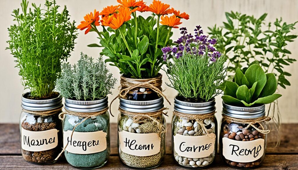 Mason jar herb garden decorations