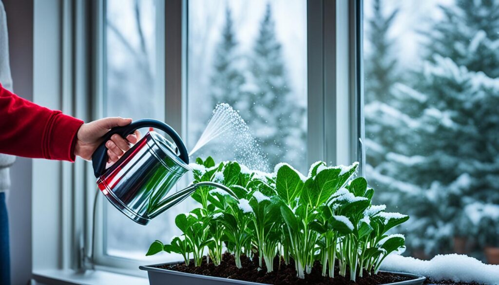 watering indoor plants in winter