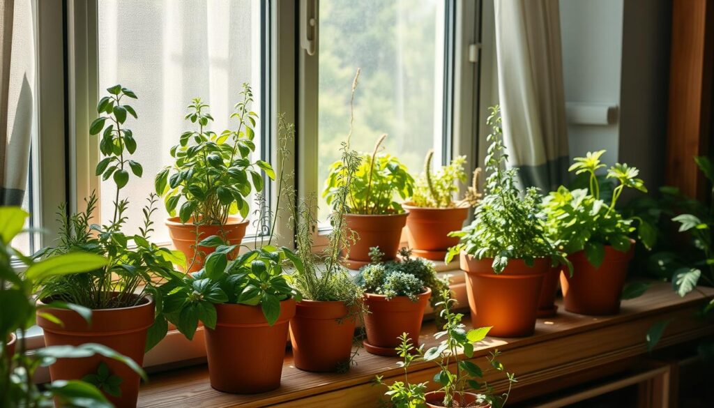 Organic indoor herb garden