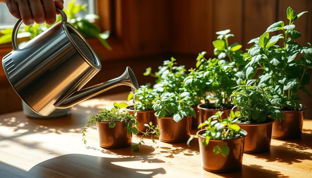 Watering Indoor Herb Garden