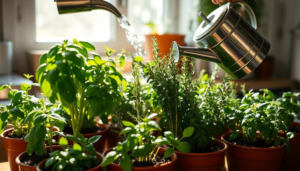 Watering individual herbs indoor