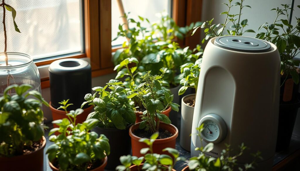 indoor herb garden humidity control