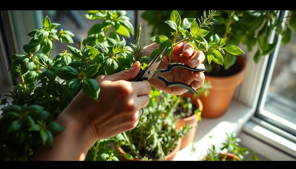 pruning indoor herbs