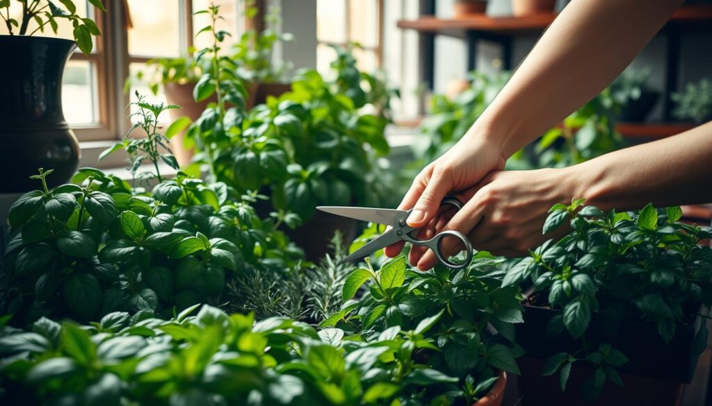 pruning indoor herbs