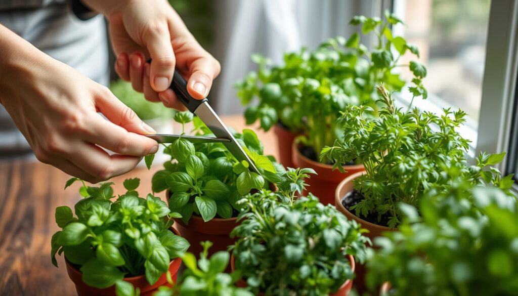 pruning indoor herbs