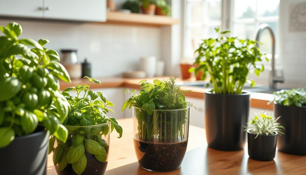 self-watering pots for indoor herbs