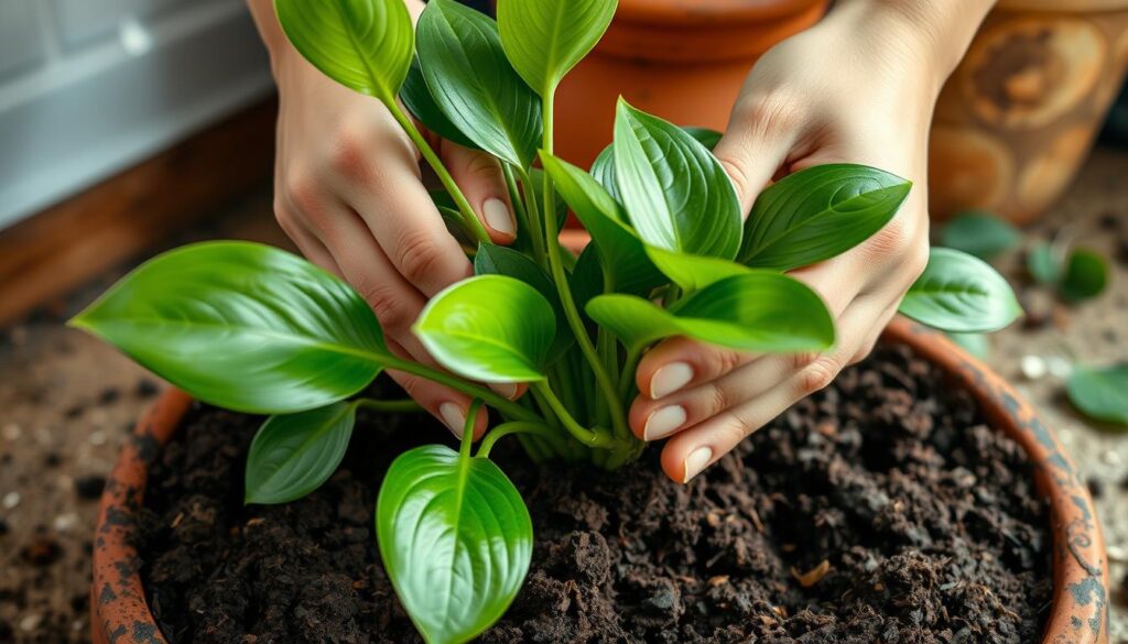 ZZ plant repotting